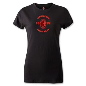 hidden AC Milan Distressed Womens T Shirt (Black)