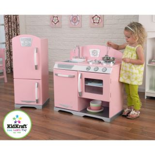 KidKraft 2 Piece Pink Retro Kitchen and Refrigerator   53160