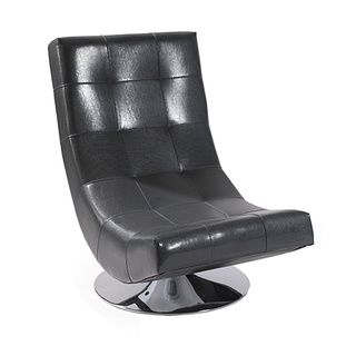 Mario Grey Bonded Leather Armless Swivel Club Chair