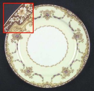 Noritake Camillia (3950 & No #) Dinner Plate, Fine China Dinnerware   Brown Edge