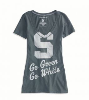 Green Michigan State Vintage Short Sleeve T, Womens XS