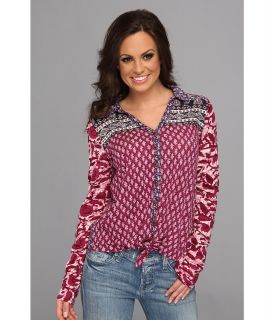 Lucky Brand Corte Madera Tie Front Top Womens Long Sleeve Button Up (Multi)