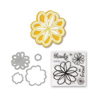Sizzix Framelits Die Set 4 pack With Stamps Flowers, Doodle By Stephanie Barnard