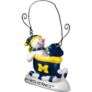 Michigan Wolverines Sledding Snowman Ornament