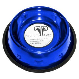 Platinum Pets Stainless Steel Embossed Non Tip Dog Bowl   Blue (7 Cup)