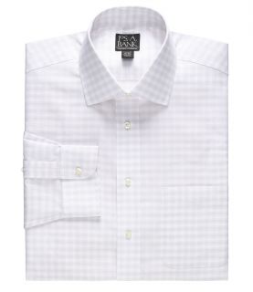Traveler Tailored Fit Spread Collar White Ground Plaid Dress Shirt JoS. A. Bank