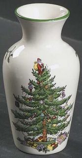 Spode Christmas Tree Green Trim Miniature Bud Vase, Fine China Dinnerware   Newe