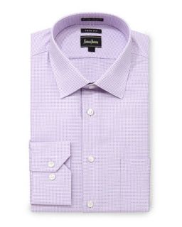 Trim Fit Regular Finish Small Check Shirt, Orchid