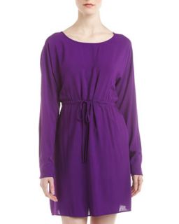 Dolman Sleeve Tie Waist Dress, Purple