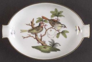 Herend Rothschild Bird (Ro) 5 Oval Ashtray W/Lips, Fine China Dinnerware   Bird