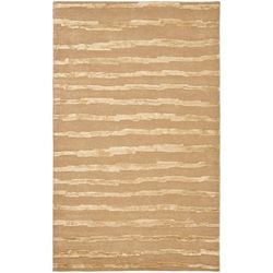 Handmade Soho Stripes Beige/ Gold New Zealand Wool Rug (5 X 8)