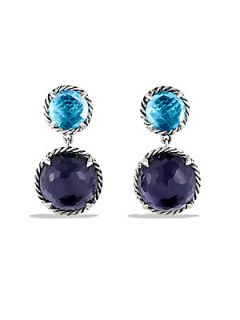 David Yurman Black Orchid, Blue Topaz & Sterling Silver Double Drop Earrings   B
