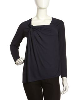 Layered Ruch Front Top, Navy