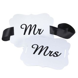 Mr. And Mrs. White Scallop Chair Banners