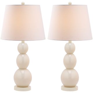 Jayne Three Sphere Glass 1 light Pearl White Table Lamps (set Of 2)