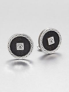John Hardy Sterling Silver Coin Cuff Links   Black Silver