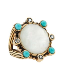 Mother of Pearl & Natural Quartz Doublet Ring