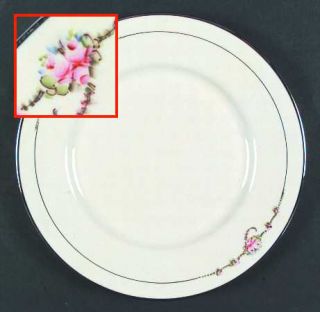 Ransgil June Rose (Platinum Trim) Dinner Plate, Fine China Dinnerware   Pink Ros