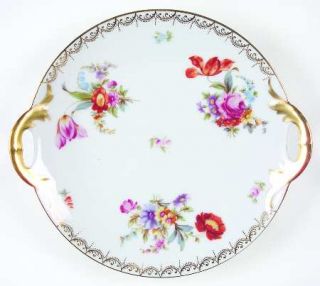 Tirschenreuth Old Meissen Handled Cake Plate, Fine China Dinnerware   White, Mul