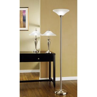Artiva Brushed Steel/ Hammer Glass 3 piece Table/ Floor Lamp Set