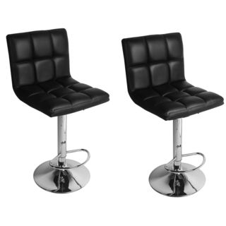 Adeco Black/chrome Finish Adjustable Barstool Chair Set