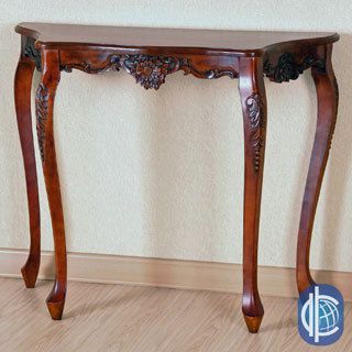 International Caravan Carved Wood Scalloped Wall Table