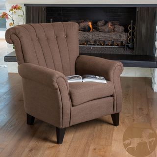 Christopher Knight Home Waldorf Channel Chocolate Fabric Club Chair (Chocolate brownMaterials LinenFeatures channeled stitch backrest and button tufted accentsSome assembly requiredNeutral color to match any decorDimensions 37.8 inches high x 35.8 inche