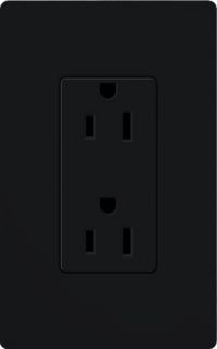 Lutron CAR15HBL Electrical Outlet, Claro Decorator Receptacle Black (Clamshell Packaging)