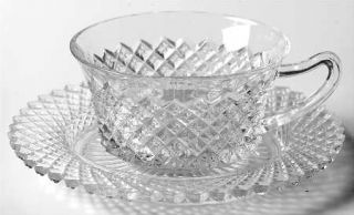 Anchor Hocking Miss America Clear Cup and Saucer Set   Clear, Depression Glass