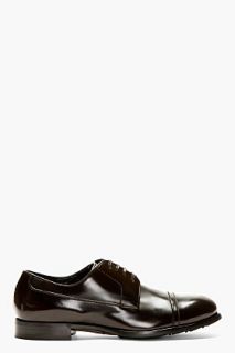 Dolce And Gabbana Brown Buffed Leather Lace Up Shoes