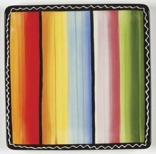 Serape Square Salad Plate, Fine China Dinnerware   Nancy Green, Multicolor Bands