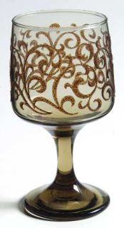 Libbey   Rock Sharpe Prado Wine Glass   Brown Scrolls On Tawny Brown