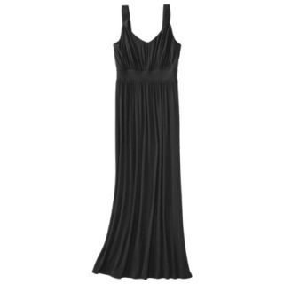 Merona Womens Knit V Neck Ruched Waist Maxi Dress   Black   XS