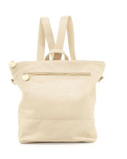 Pebbled Faux Leather Backpack, Ivory