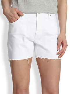 MiH Jeans Phoebe Cut Off Denim Shorts   White