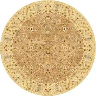 Hand made Oriental Pattern Taupe/ Tan Wool Rug (8x8)