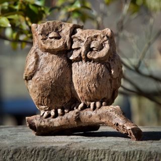 Campania International Honeymoon Owls Cast Stone Garden Statue   A 433 AL