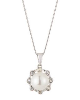 Akoya Pearl & Diamond Pendant Necklace