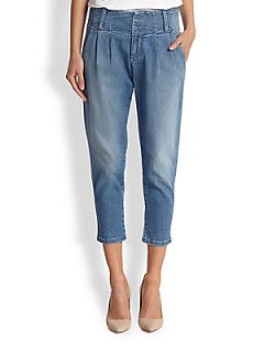 Alice + Olivia Anders Pleat Front Cropped Jeans   Indigo Vintage