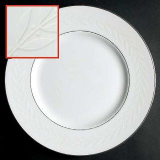 Minton Silver Laurel Dinner Plate, Fine China Dinnerware   White Laurel On Rim,P