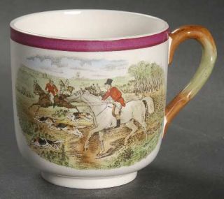 Spode Herring Hunt/The Hunt Red (2/9344) Footed Cup, Fine China Dinnerware   Cam